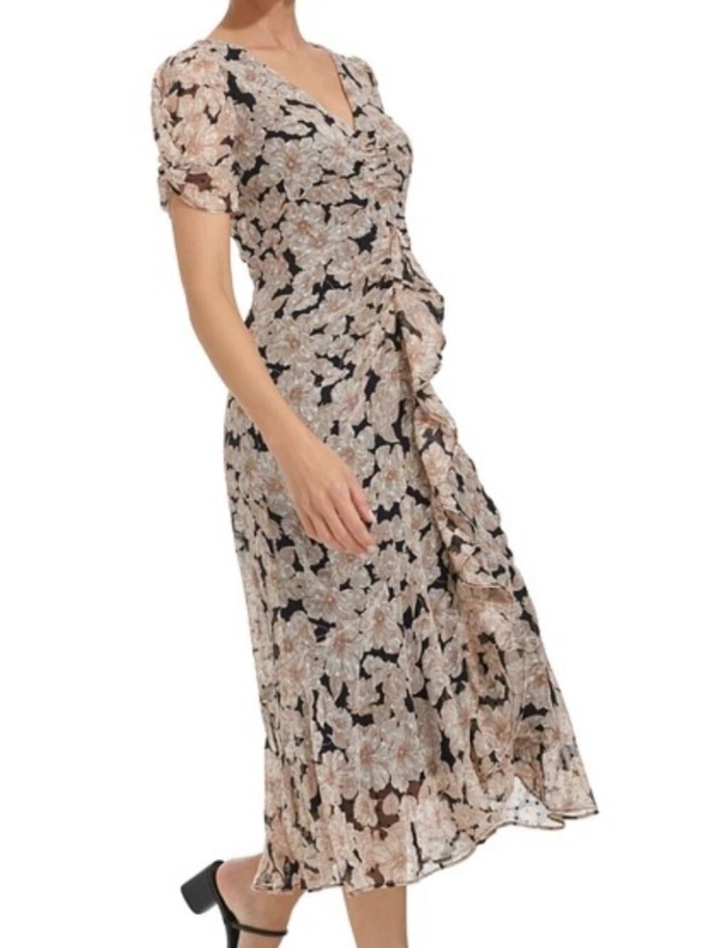 Tommy Hilfiger Black/Brown Floral Multi Dress NWT 14